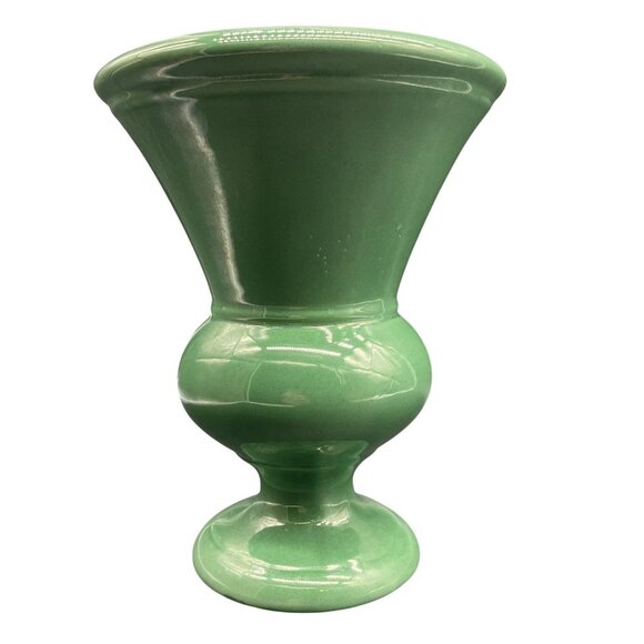 Vintage Haeger USA Forest Green Ceramic Pedestal Vase MCM Retro 8.5"H x 7"D - Picture 5 of 7